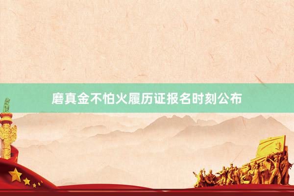 磨真金不怕火履历证报名时刻公布